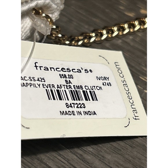 Francesca's Happily Ever After Beaded Clutch Bride Wedding Shower Handbag Purse - Picture 6 of 9